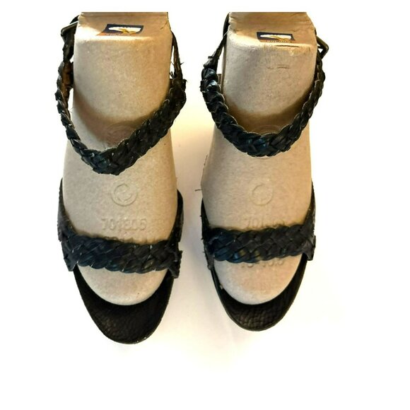 Frye Braylin Braided 2 Leather Wedge Cork Heel Adjustable Buckle Closure Sandals - Picture 2 of 9